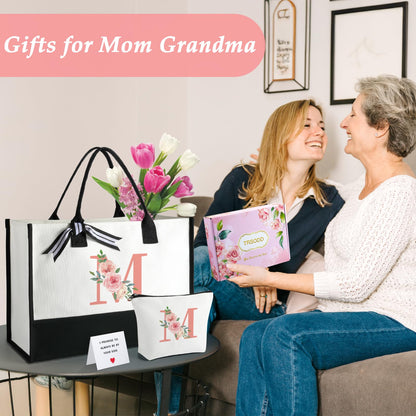 Birthday Gifts for Women Mothers Day Gifts for Mom Wife Grandma Daughter Sister Friends Bridesmaid Teacher Appreciation Tote Bag and Makeup Bag
