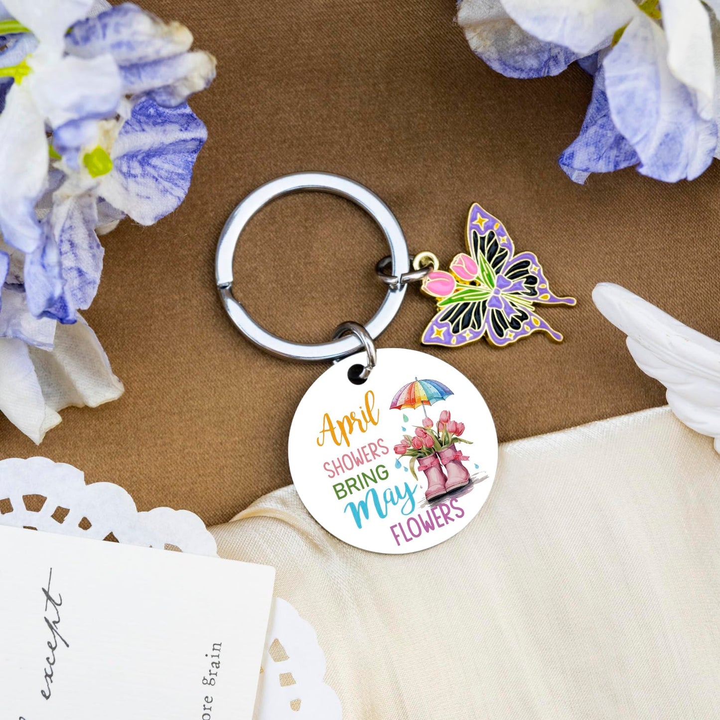Spring Gifts for Women Sweet Spring Gifts Spring Decor Keychains Springs Gift Basket for Women Sister Daughter Friends Birthday Springs Themed Gift for for Women Keyring
