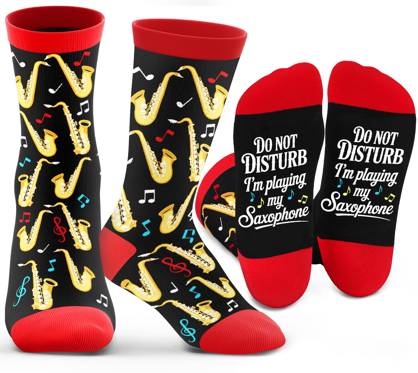 ZAGKOO Gifts for Guitar Players Rock And Roll Music Lovers Saxophone Trombone - Funny Socks for Men Women - Fathers Day Ideas