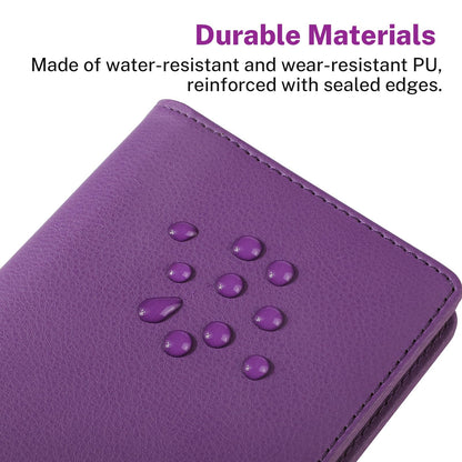MaxGear Business Card Organizer Book, Holds 240 Cards, Portable PU Leather Business Card Holder with Clear Sleeves, Professional Card Binder for Office, Meetings, Networking, Purple