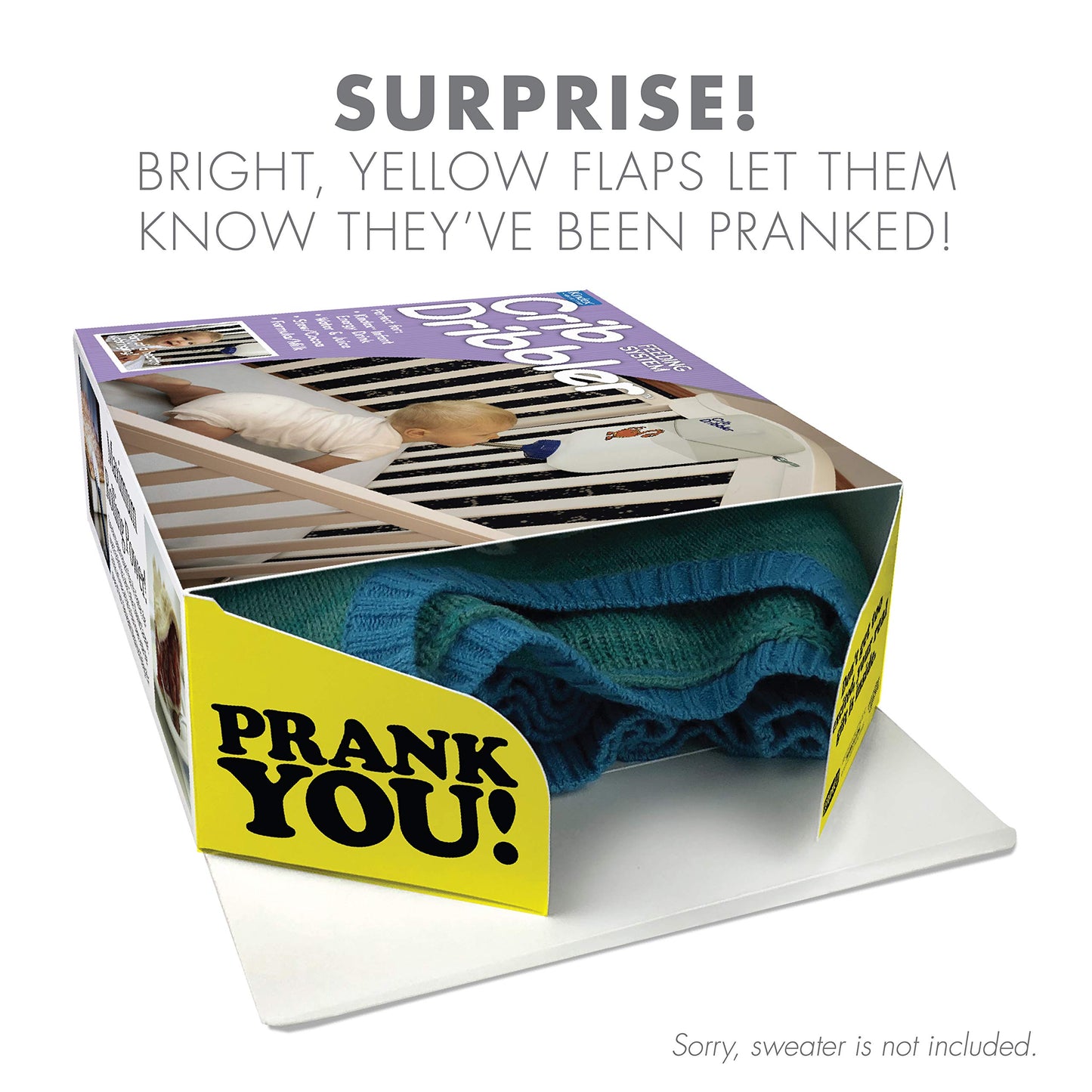 Prank-O Crib Dribbler Prank Gift Box – Funny Empty Gag Gift Packaging for Baby Showers, White Elephant & Christmas, Hilarious Joke Gift Box to Hide Real Presents for Friends & Coworkers