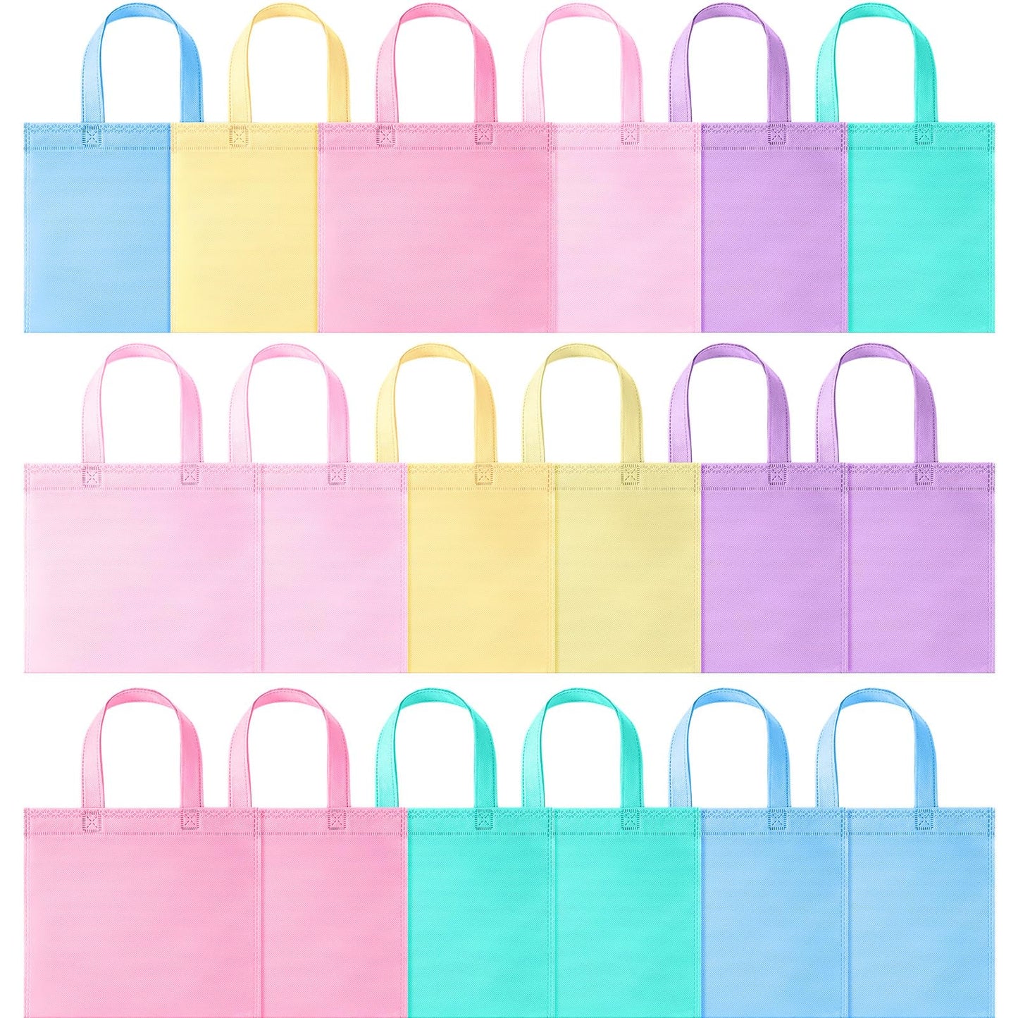 Sunnymove 18 Pcs Pastel Gift Bags Bulk with Handles, Small Non Woven Reusable Party Favor Bags, Treat Goodie Totes for Birthday, Baby Shower, Wedding, Bridal Shower, Graduation Supply
