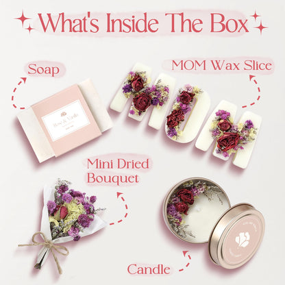 Mother’s Day & Birthday Basket for Mom – Luxury Gift Box with Candle, Ready to Gift Floral Keepsake, Thoughtful Mom Present from Daughter or Son