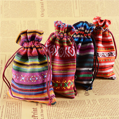30 Pack Mexican Fiesta Mini Drawstring Gift Bag Egyptian Style Jewelry Coin Pouches Cotton Linen Muslin Burlap Bags for Candy Mexican Themed Fiesta Loteria Party Decorations
