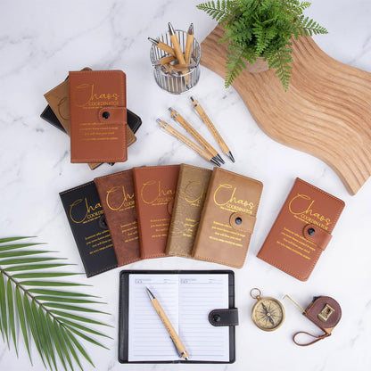Marspark 15 Set Chaos Coordinator Employee Appreciation Gifts Inspirational A5 Leather Notebooks with Pens Thank You Gifts for Graduation Men Women Teacher Manager Boss Father's Day