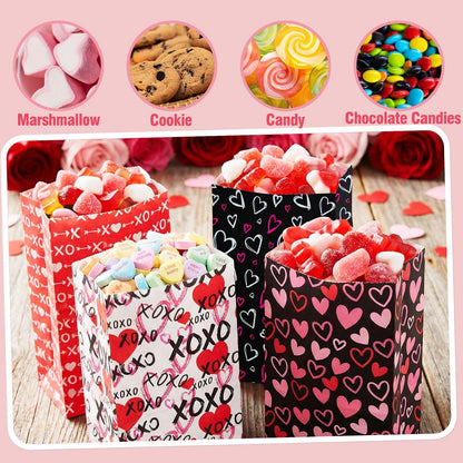 Haobell Valentines Day Bags - 24 Pcs Valentines Goodie Bags With Stickers for Classroom Parties, Kids, Coworkers
