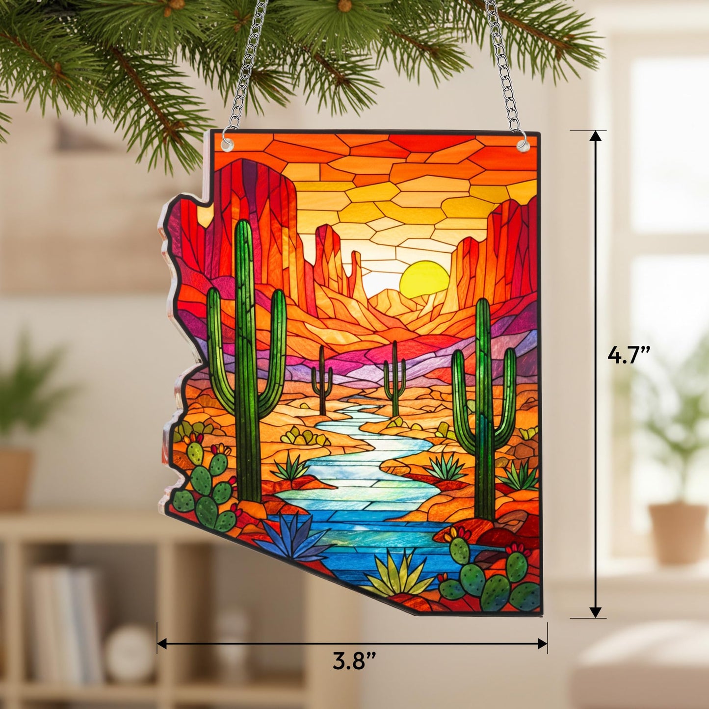 Arizona Landscape Acrylic Ornament Xmas Decor 2025, Arizona Desert Cactus Ornaments Gift for Tourists, Ideal Travel Gifts for Women Men Family & Friends, American Gifts for Women