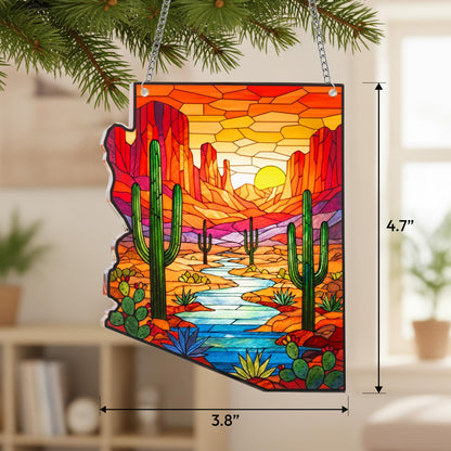 Arizona Landscape Acrylic Ornament Xmas Decor 2025, Arizona Desert Cactus Ornaments Gift for Tourists, Ideal Travel Gifts for Women Men Family & Friends, American Gifts for Women