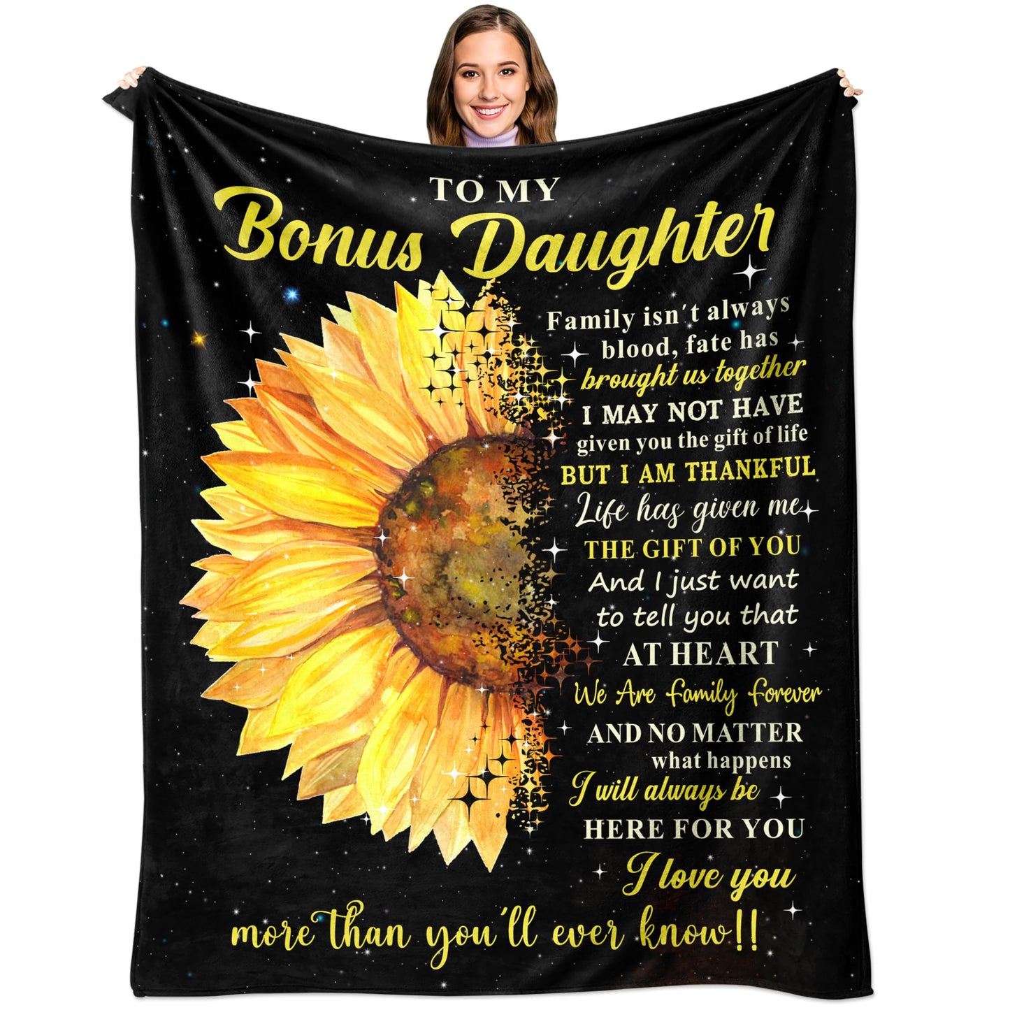 Bonus Daughter Gifts - Step Daughter Gifts from Stepmom/Stepdad - Stepdaughter Gift from Stepmom - Gift for Stepdaughter Throw Blanket 60x50 Inch