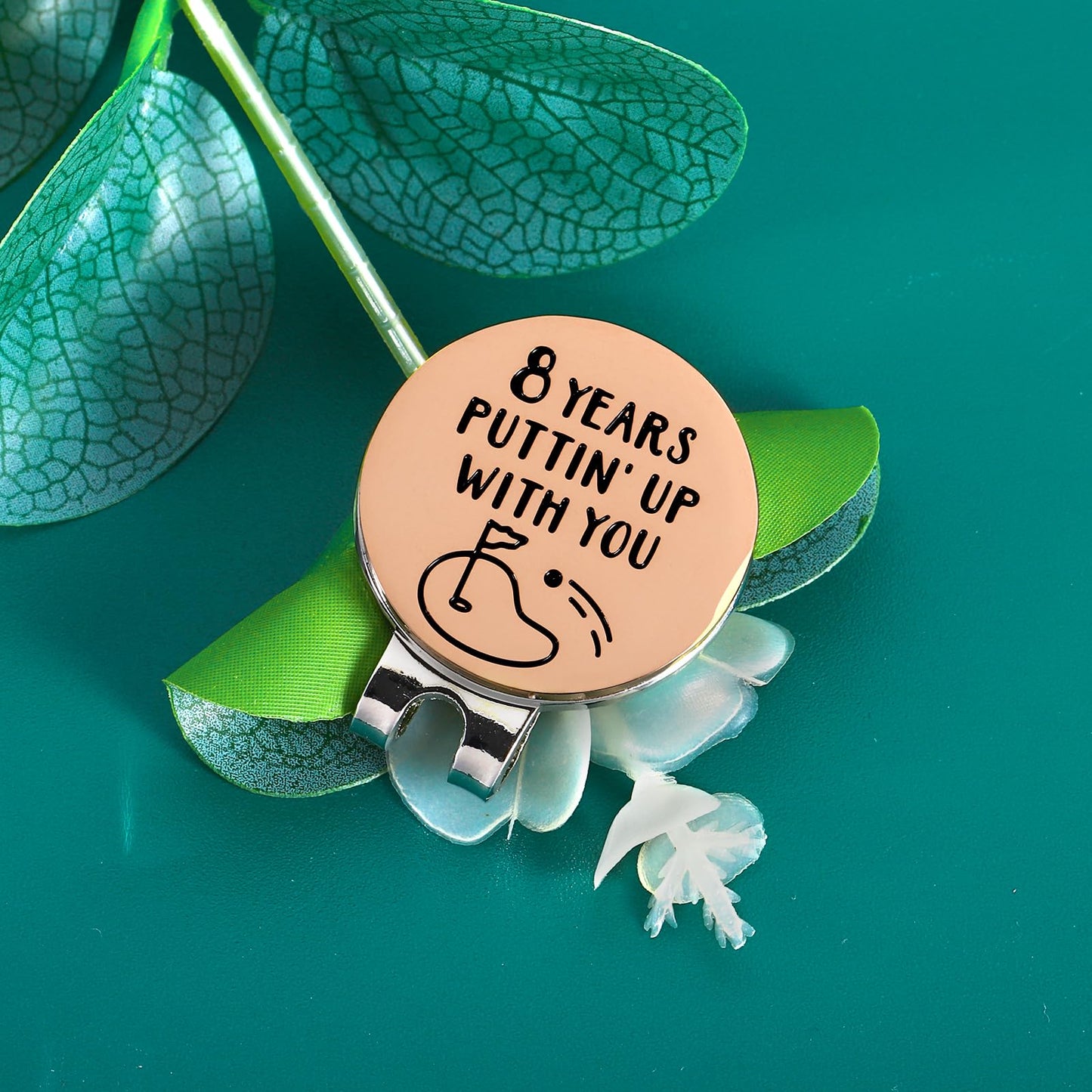 8 Year Anniversay Steel Gifts for Couple Golf Accessories for Men Bronze Anniversary Day Gifts for Wife Husband Valentines Gifts for Him White Elephant Gifts Christmas Golf Ball Marker Hat Clip