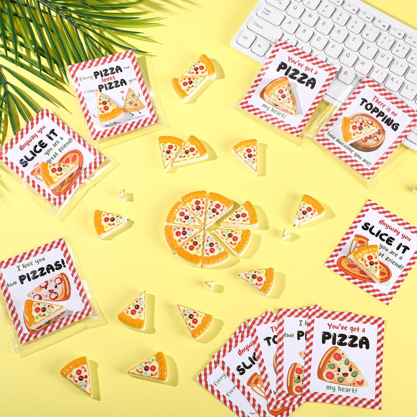 30 Pack Pizza Party Favors Bulk Mini Pizza Pen with Cards for Birthday Gift Rewards Supplies