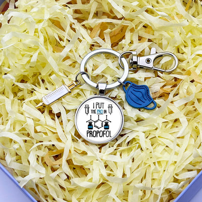 Anesthesia Gifts Anesthesiologist Keychain for Christmas Graduation Birthday Retirement Thank You Gifts for CRNA ICU RN Medical Nurse Anesthesia Assistant Surgical Tech Doctor Anesthetist Jewelry