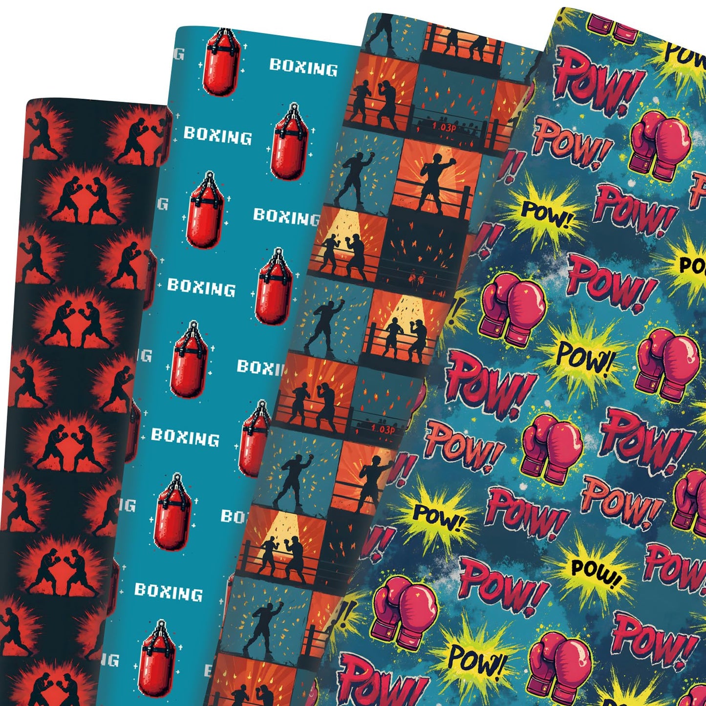 Pineraap Boxing Wrapping Paper 12 Sheets Punching Bag Designs Gift Wrap Gaming Gift Wrapping Paper for Boxing Fans, Boxers, Fighters, Coaches, 20"×28"