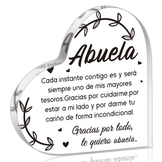 Yopyame Spanish Grandma Acrylic Gifts - Regalos para Abuela Heart Acrylic Plaque Ideas Keepsake Paperweights for Grandma in Spanish Father's Day Christmas Gifts for Grandma from Granddaughter Grandson