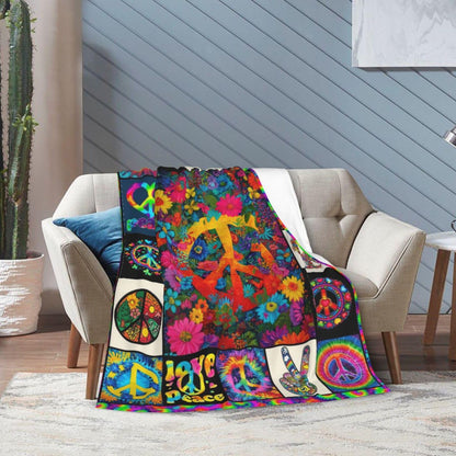 Peace Throw Blanket Soft Cozy Warm Blanket Women Men 60"X50" Throw for Couch Bedroom Home Decor