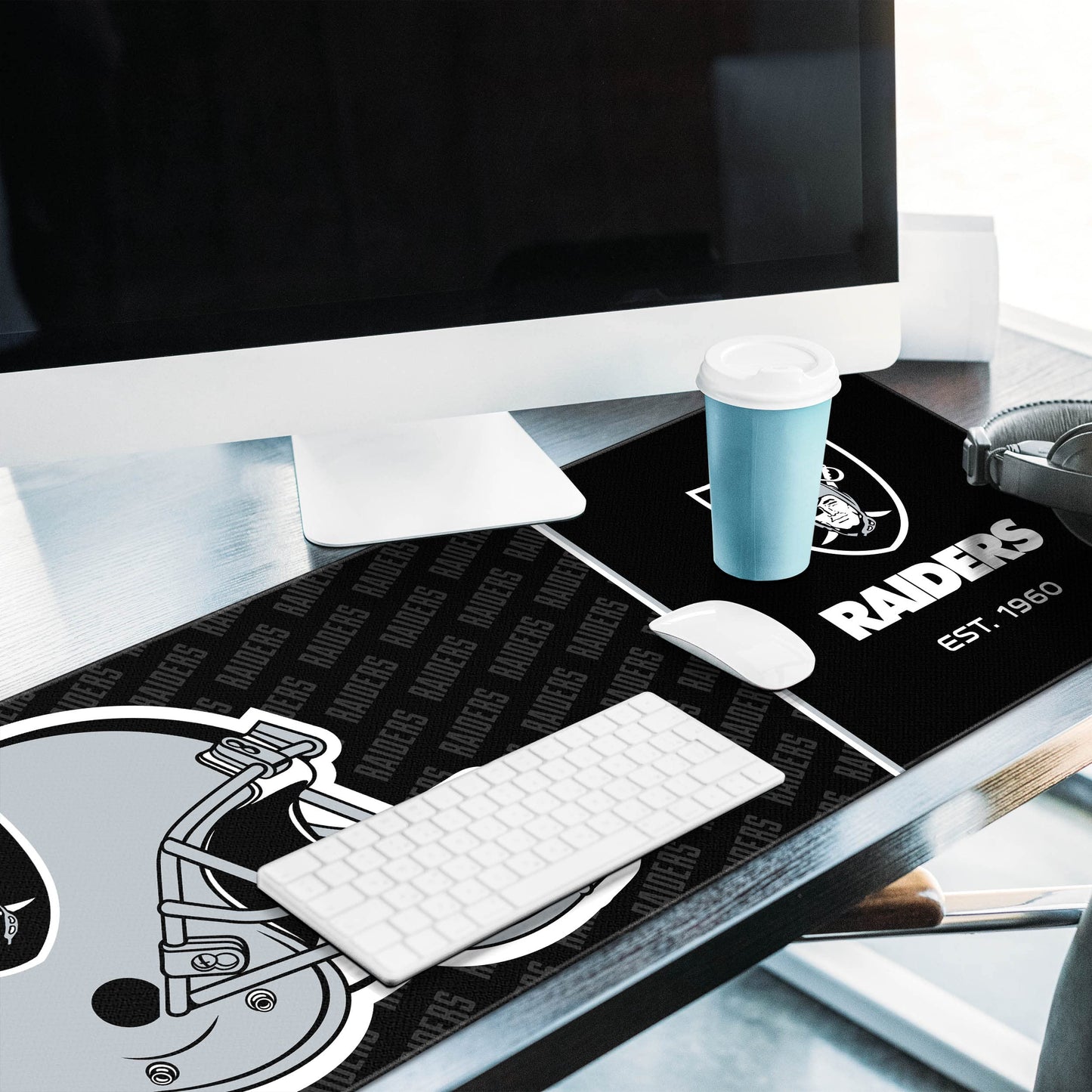 YouTheFan NFL Officially-Licensed Logo Series Desk Pad SMU - Water and Stain Resistant, Heavy-Duty Non-Slip Rubber Backing - fits Under Mouse, Computer and Keyboard