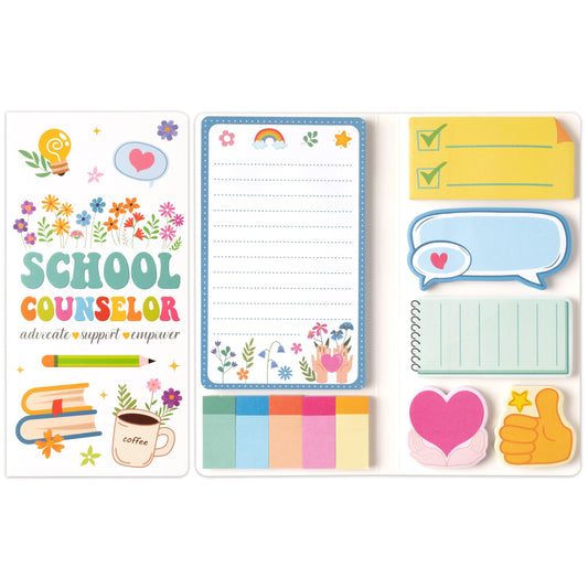 B1ykin Cute Sticky Notes Set - School Counselor Advocate Support Empower Self-Stick Notes Pad, 550 Sheets Writing Memo Pages Sticky Notepad for Teacher Appreciation Gifts Office (School Counselor)