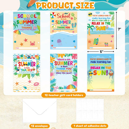 Fancy Land 12 Pcs Teacher Appreciation Gift Card Holders Teacher Appreciation Gifts in Bulk for End of School Year Graduation