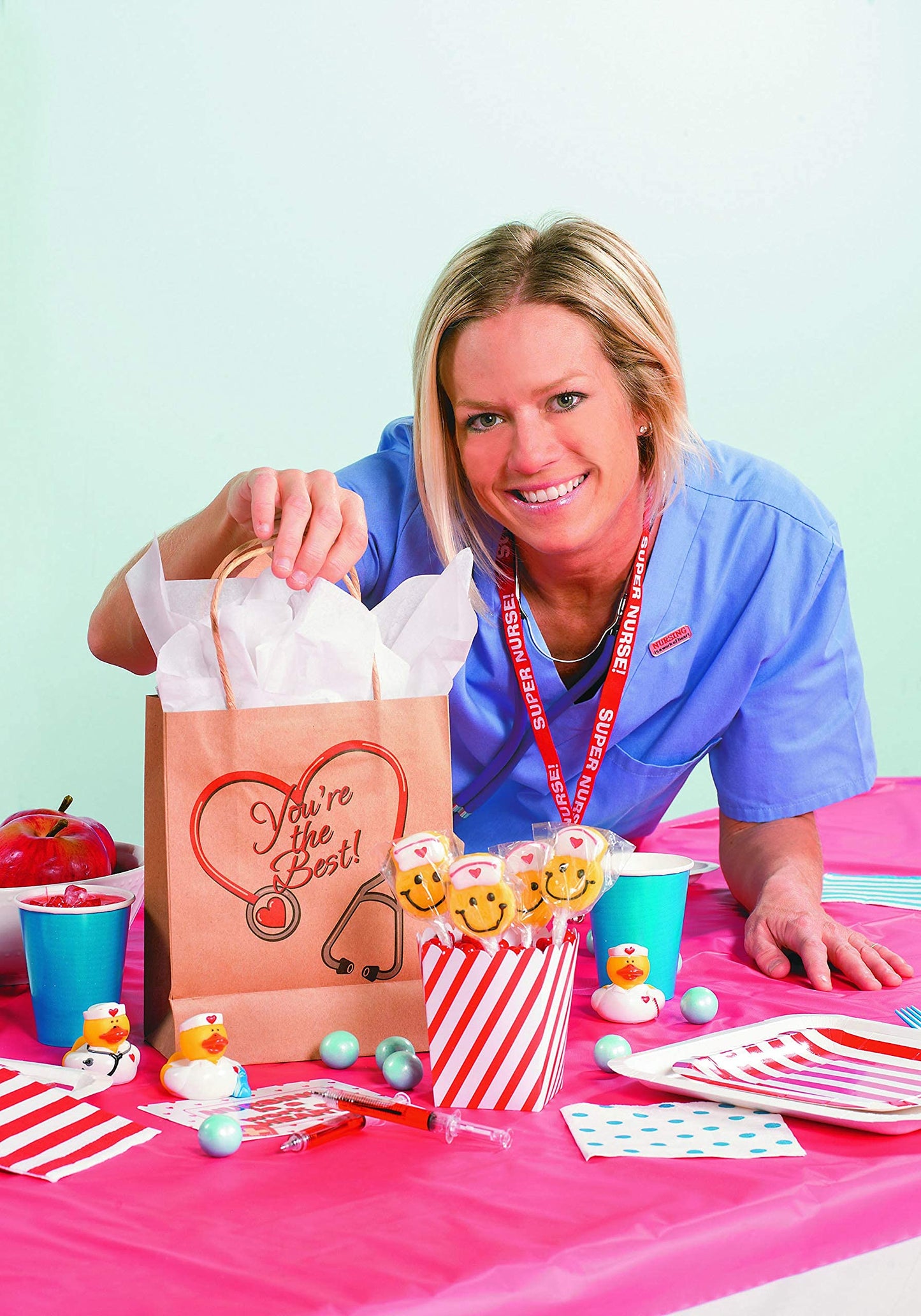 Fun Express Nurse Gift Bags Bulk 12 Pack - Medium Kraft Paper Bags for Nurses Week Gifts, Healthcare Worker Appreciation | 6.5x9 inch Brown Gift Bags with Handles for Medical Staff Thank You Favors