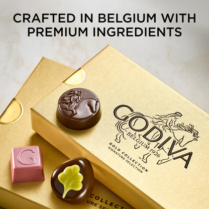 Godiva Gold Assorted Chocolate Gift Box, Belgian Dark and Milk Chocolates with Pralinés, Ganaches & Caramels, Gourmet Gift for Birthdays, Holidays, Kosher, 8 Pc