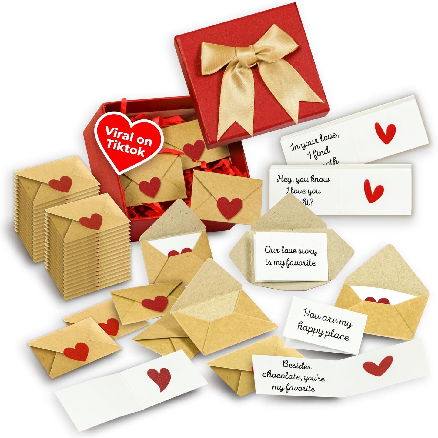 STOFINITY 60 Mini Love Notes With Envelopes - Personalized Valentines Day Gifts For Him, Her, Girlfriend - DIY Valentines Gift For Husband, Wife, Men, Women - Birthday Gifts for Boyfriend, Anniversary