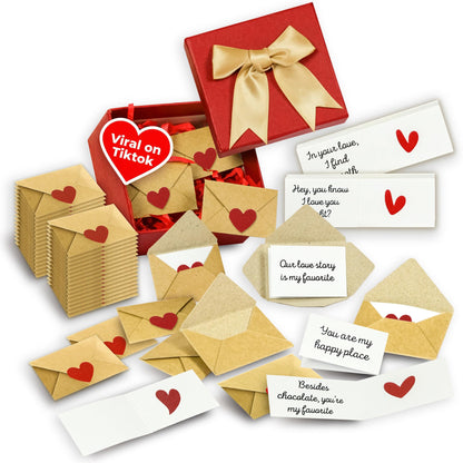 STOFINITY 60 Mini Love Notes With Envelopes - Personalized Valentines Day Gifts For Him, Her, Girlfriend - DIY Valentines Gift For Husband, Wife, Men, Women - Birthday Gifts for Boyfriend, Anniversary