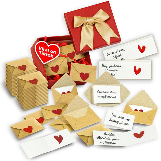 STOFINITY 60 Mini Love Notes With Envelopes - Personalized Valentines Day Gifts For Him, Her, Girlfriend - DIY Valentines Gift For Husband, Wife, Men, Women - Birthday Gifts for Boyfriend, Anniversary