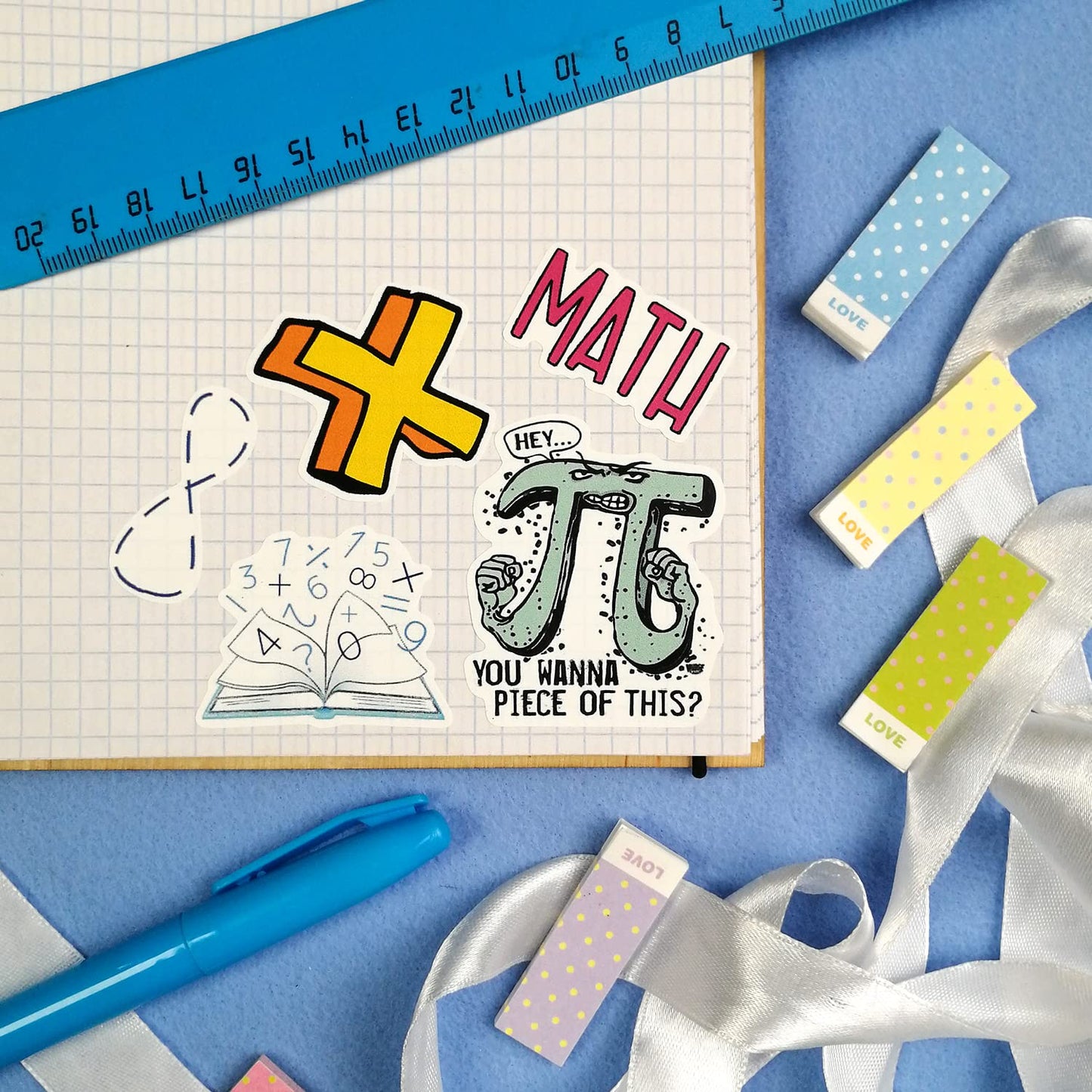 BulbaCraft BulbaCraft 100Pcs Small Math Stickers - Funny Math Gifts for Women and Men, Mathematics Gifts for Women & Men