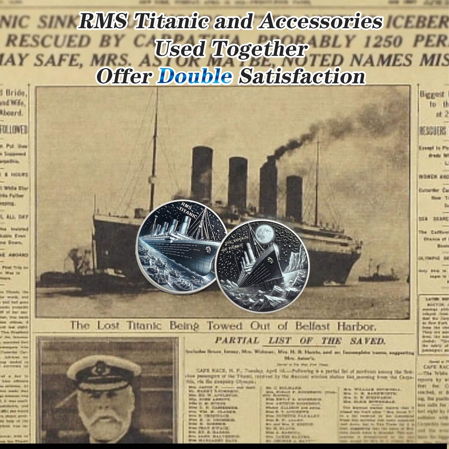 RMS Titanic Challenge Coin - Commemorative Ship Coins - Rare Boat Travel Token - Memory of Victims Chip - Collectable Curio Gifts for Men Women Kids Family