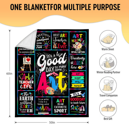 Best Gifts for Artists, Art Teacher Gifts, Art Teacher Appreciation Gifts, Art Gifts for Women, Men, Birthday Gift for Art Lovers, Artist Gifts for Christmas-Soft Fannel Throw Blanket 50"x60"