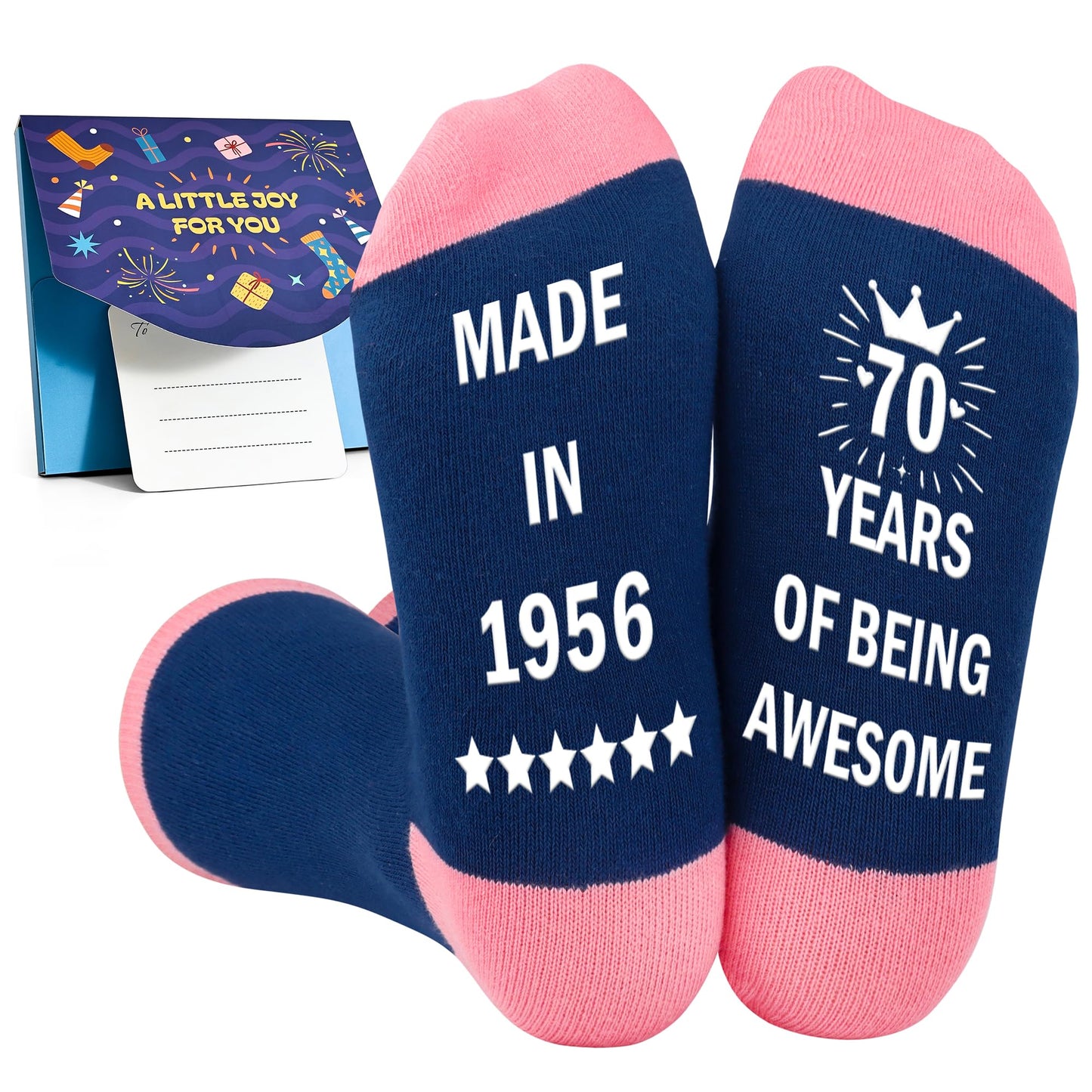 Belloxis Funny Birthday Gifts for Women, Non-Slip Cotton Crew Socks, 30th 40th 50th 60th 70th Gifts for Her Birthday