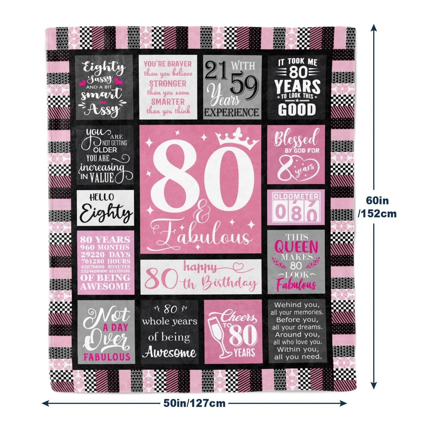 80th Birthday Gifts for Women, Birthday Gift for 80 Year Old Woman, Best Gifts for 80th Birthday Decorations for Women, Gifts for 80 Year Old Woman Throw Blanket 60"x50"