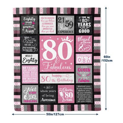 80th Birthday Gifts for Women, Birthday Gift for 80 Year Old Woman, Best Gifts for 80th Birthday Decorations for Women, Gifts for 80 Year Old Woman Throw Blanket 60"x50"