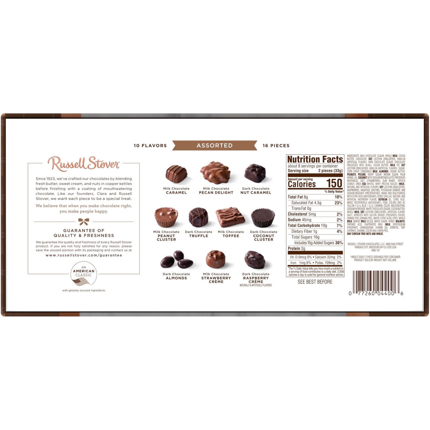 Russell Stover, Assorted Milk and Dark Chocolates, Chocolate Gift Box, 9.4 Ounce (17 Pieces)
