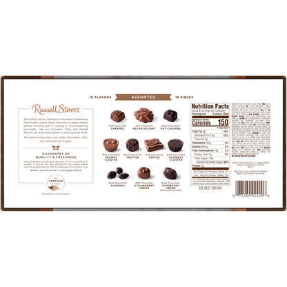 Russell Stover, Assorted Milk and Dark Chocolates, Chocolate Gift Box, 9.4 Ounce (17 Pieces)