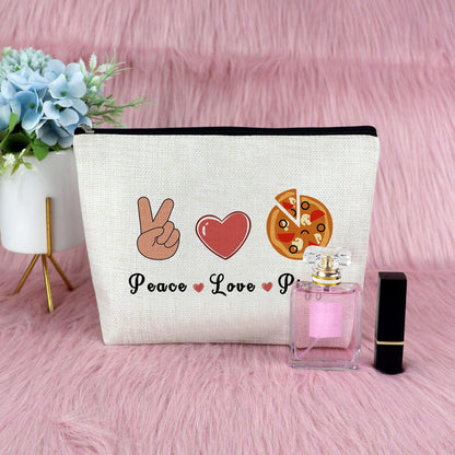 Fun Pizza Themed Cosmetic Bag - Pizza Lover Gift for Women & Foodies - Travel Toiletry Bag & Storage Pouch