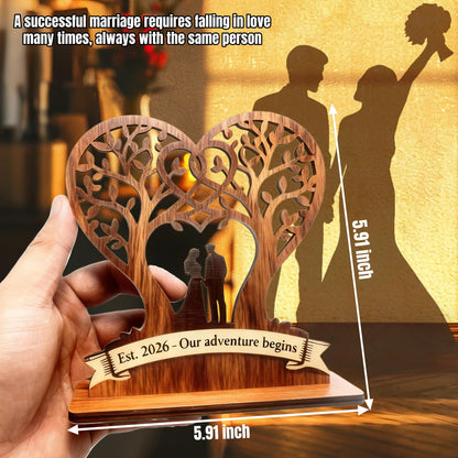 Wedding Gifts for Couples 2026 - Engraved Wood Keepsake with Est. 2026 - Our Adventure Begins,Engagement Ornament 2026 Perfect Bridal Shower Gifts,Married Personalized Ornament for Newlyweds (1)