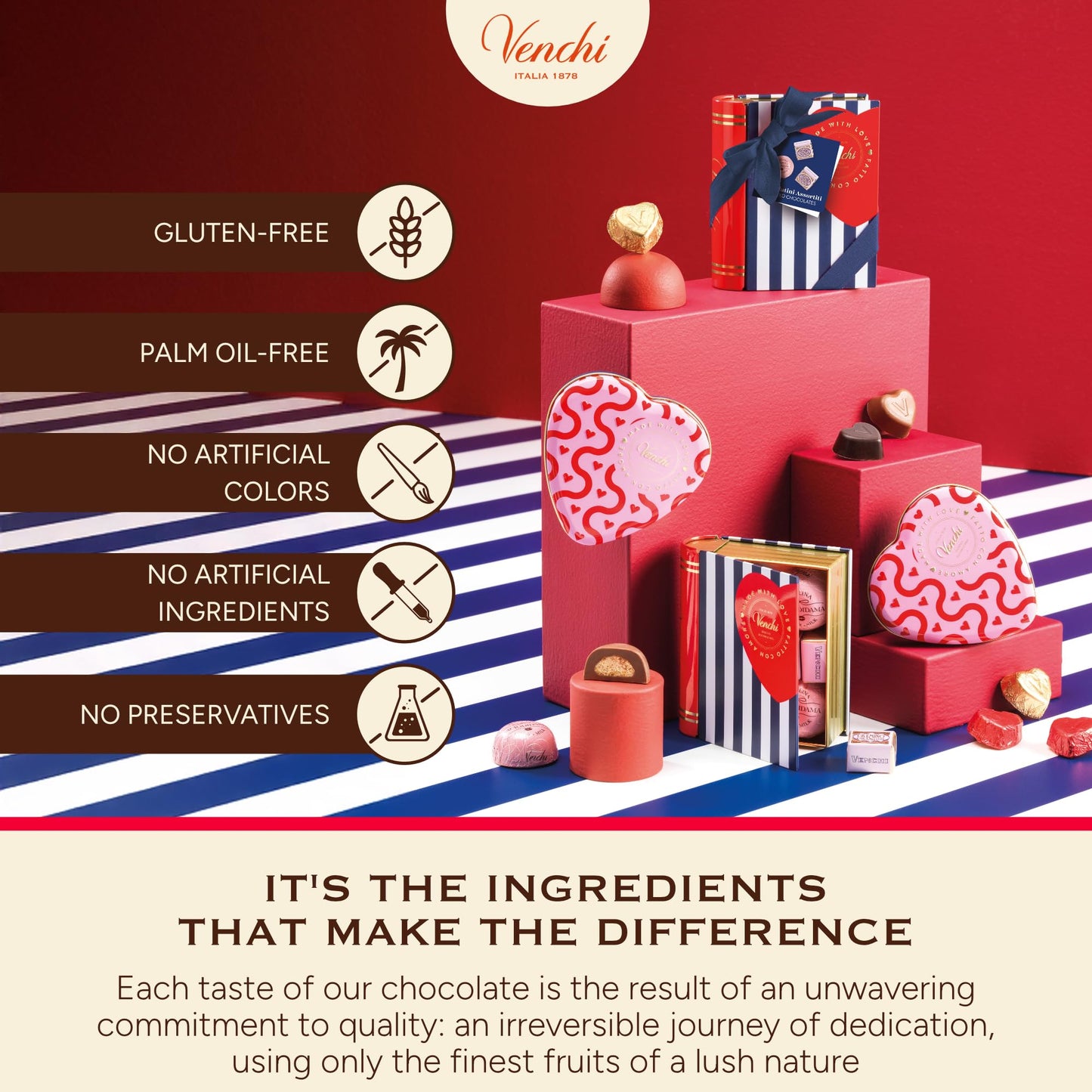 Venchi - Giftbox with 9 Milk Chocolate BacioDiDama and Caramel Pannacotta Pralines, 5.5 Oz, Gluten-Free, No Artificial Colours and Preservatives, Mother's Day Gift Idea