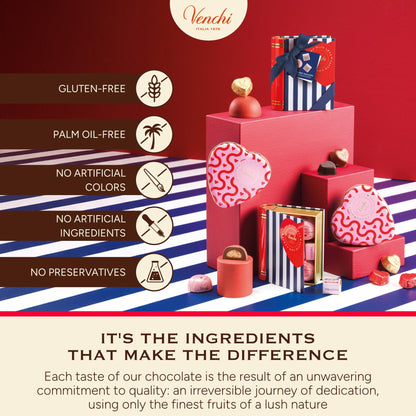 Venchi - Giftbox with 9 Milk Chocolate BacioDiDama and Caramel Pannacotta Pralines, 5.5 Oz, Gluten-Free, No Artificial Colours and Preservatives, Mother's Day Gift Idea