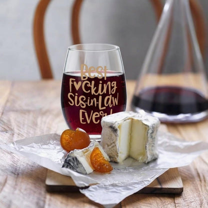 Mothers Day Gifts for Sister in Law, Sister in Law Gifts, Sisters in Law Birthday Gifts, Christmas, Wedding Gift from Brother or Sisters, Funny 13.5oz Wine Glass