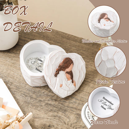 Mom and Daughter Figurine Small Keepsake Box - Mothers Day Birthday Gift for Best Moms from Daughter, Mother of The Bride Gifts - Mother in Law Gifts, 3D Resin Hand-Painted Jewelry & Trinket Box