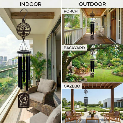 50th Anniversary Wedding Gifts for Couple,37" Golden Wedding Anniversary Wind Chimes, Unique 50 Years Marriage Keepsake for Parents Grandparents Wife Husband Friends (Tree of Life)