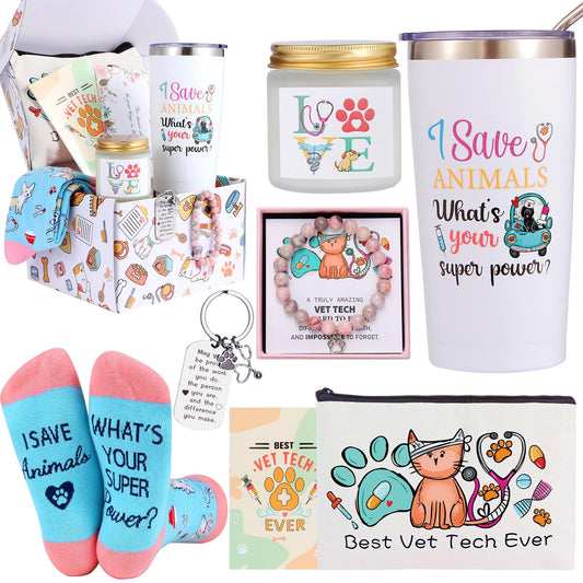 Bayelove Vet Tech Gifts, Veterinary Gift, Veterinarian Gifts for Women, Veterinarian Appreciation Gift, Tumbler Mug Basket Set for Vet Tech Graduate, Veterinary Practitioners