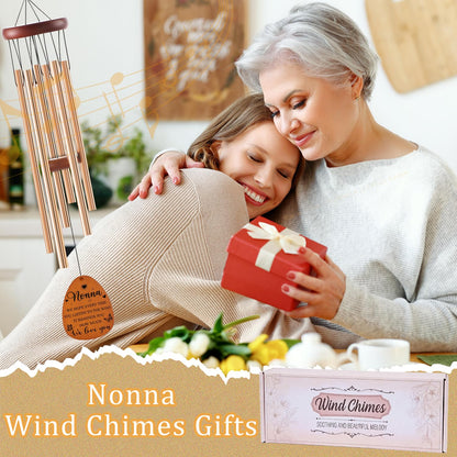 Nonna Gifts for Mother's Day Birthday Christmas Thanksgiving from Grandkids Grandchildren, Nonna Garden Gifts for Grandma, 26Inch Wind Chimes for Outside with S Hook Greeting Card