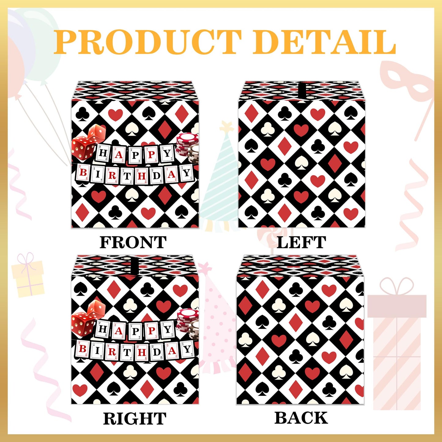 Casino Birthday Party Gifts, Poker Happy Birthday Money Gift Box, Las Vegas Money Gift Box for Cash, Casinos Party Decorations, Casino Poker Money Box, Casinos Theme Party Decorations for Man Women