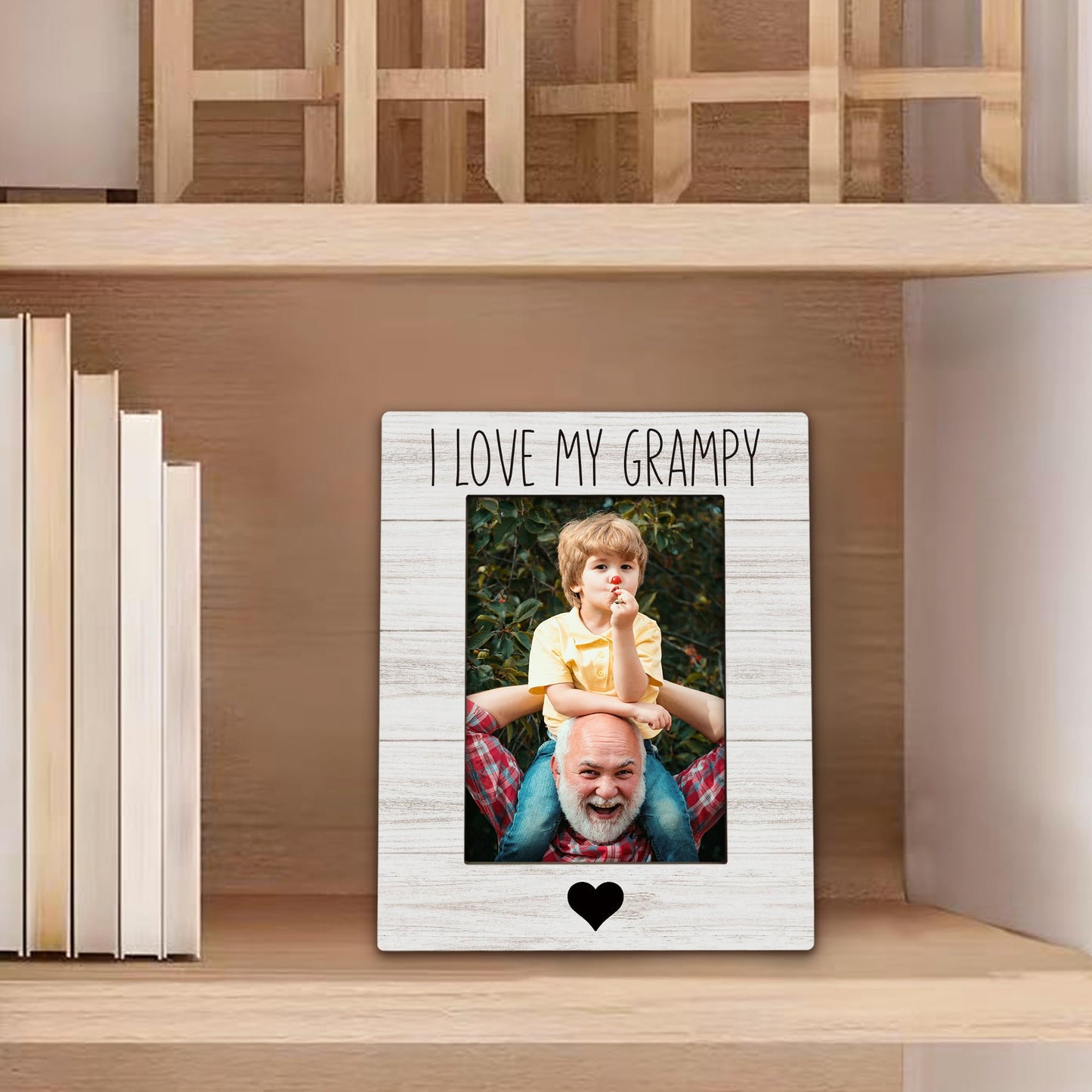 Grampy Gifts Picture Frame 5x7, Grampys Photo Frame, Christmas Fathers Day Birthday Gifts for Grampys from Grandkids, I Love My Grampy Wooden Picture Photo Frames for Desk Home Room Decor