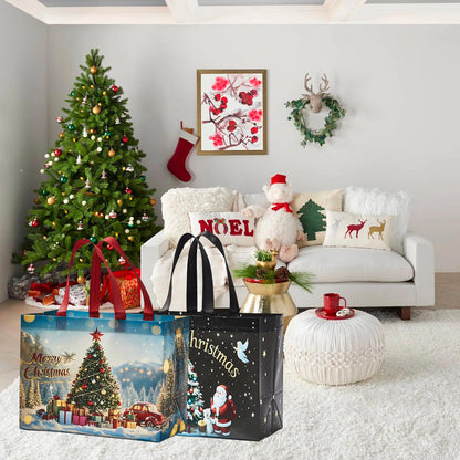 sishunhang 8PCS Christmas Gift Bags, Large Non-Woven Tote Bags with Handle For Christmas Event Party Wrapping Shopping, Xmas Party Supplies 12.8"*6.7"*9.8"