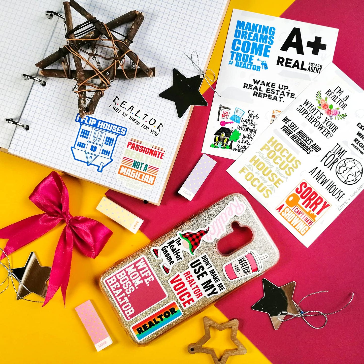 BulbaCraft 100 Pcs Funny Realtor Stickers, Real Estate Stickers, Funny Realtor Gifts for Women Agent, Real Estate Agent Presents, Gifts for Women & Men