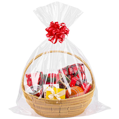 CUDICY 20pcs Cellophane Bags 18x30 Cellophane Wrap for Gift Baskets Large Clear Party Favors Clear Treat Plastic Gift Bags Packaging for Cookie