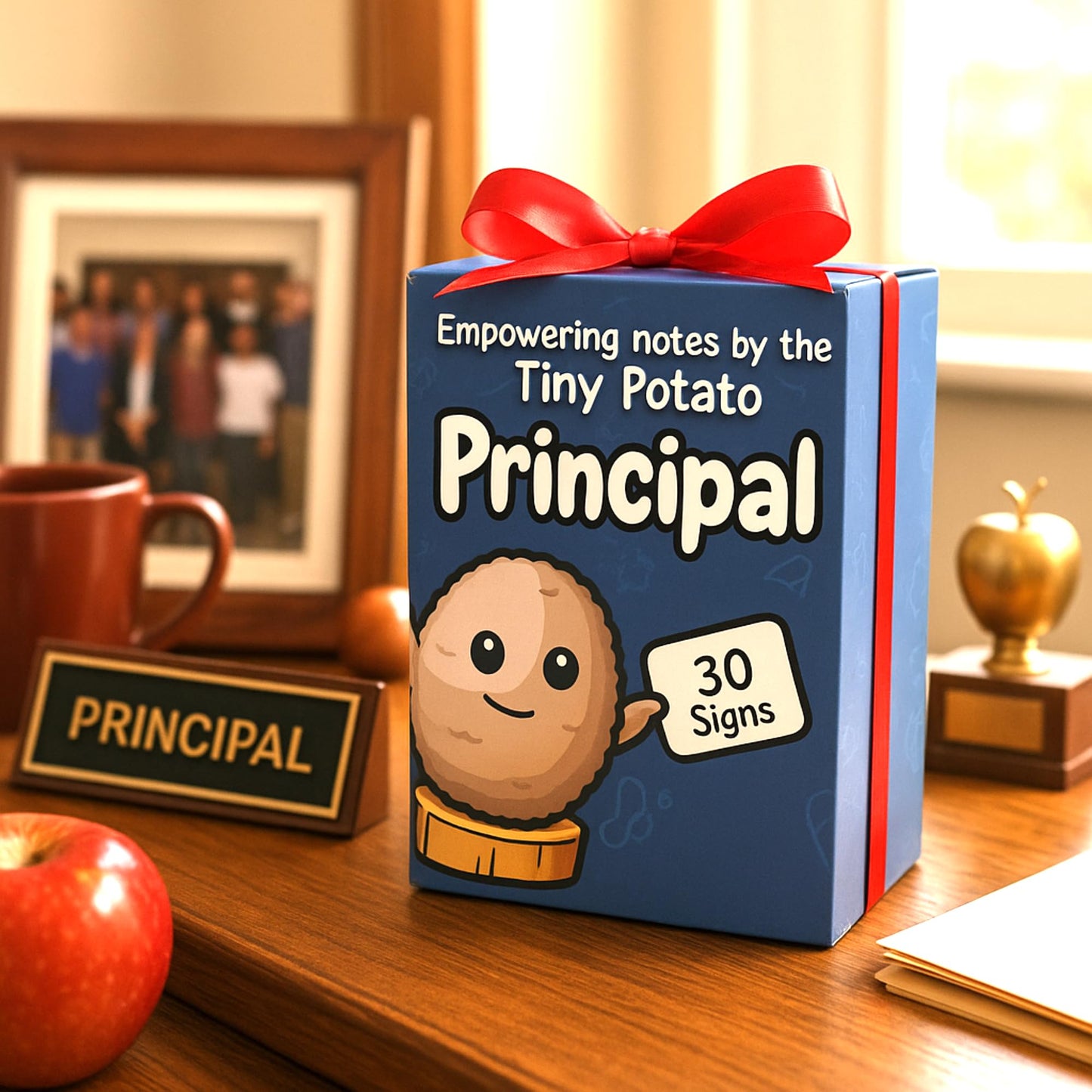 Gift for Principals - Tiny Potato with 30 Swappable Appreciation Signs - Funny Principal Gifts for Women Men for Birthday, School End of Year Appreciation, Thank You, New Job, Promotion, Retirement